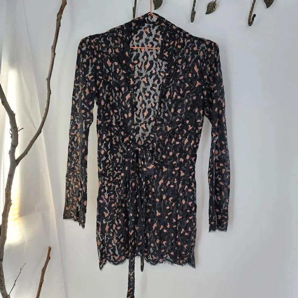 Agent provocateur black cheetah lace mini robe